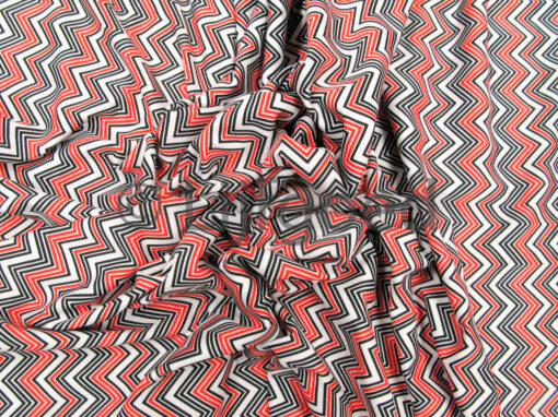 lycra zigzag motief zwart wit oranje rood 150cm standaard