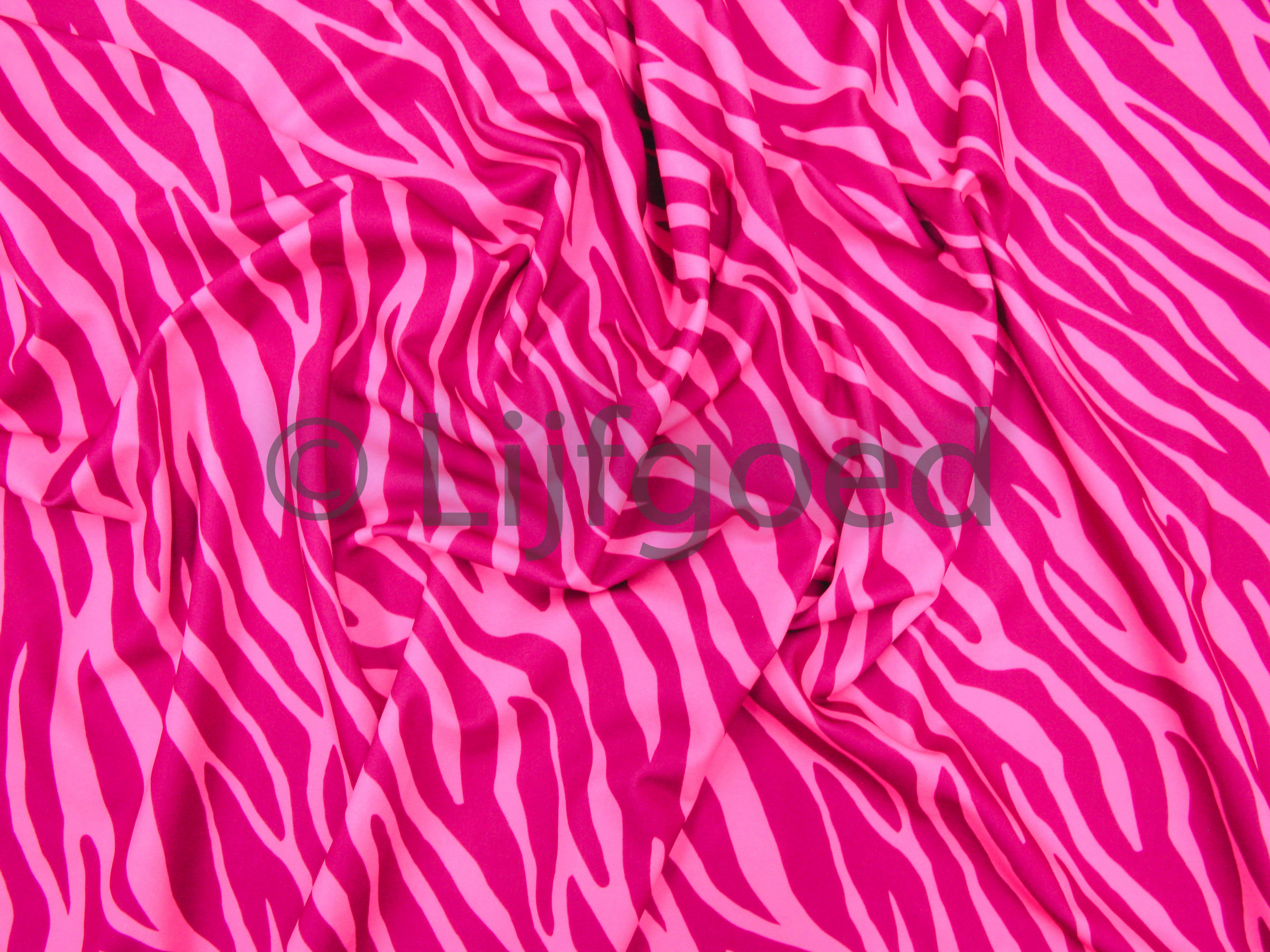 stuk Jane Austen veteraan badpak stof lycra magenta/roze 148cm zebra print - Webshop Lijfgoed