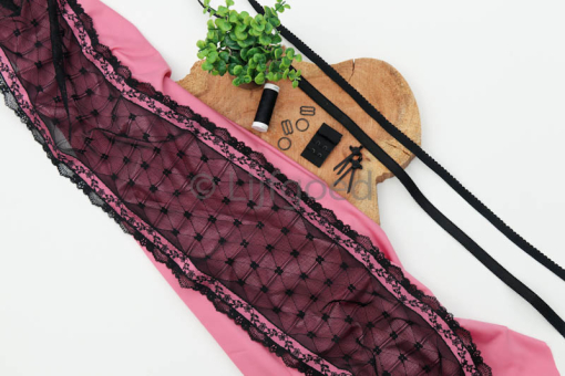 Lingeriepakket DIY lingerie oud roze met zwarte afwerking