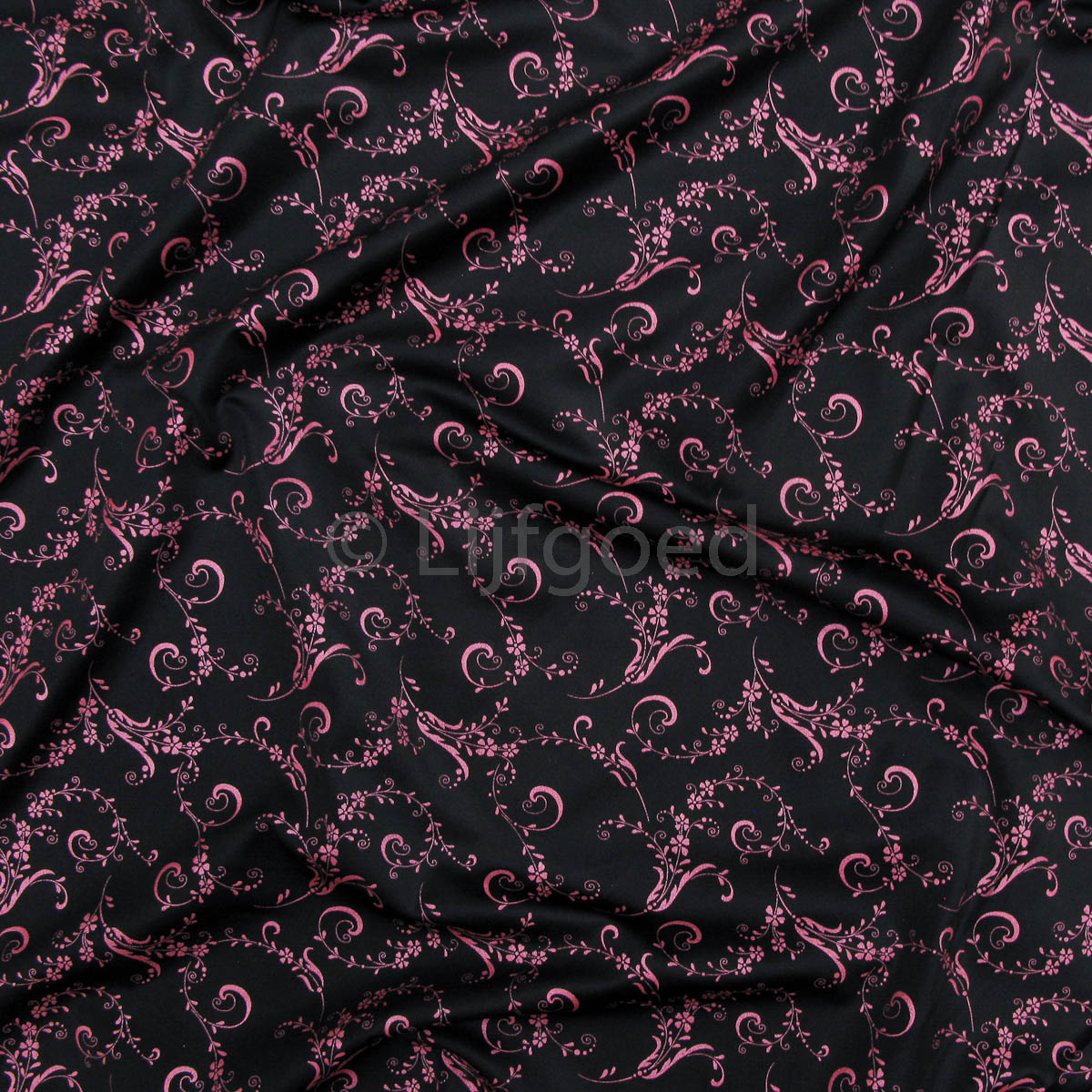 lycra zwart met oud roze print