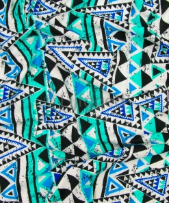 badpak lycra zwart wit turquoise  driehoekjes 150cm