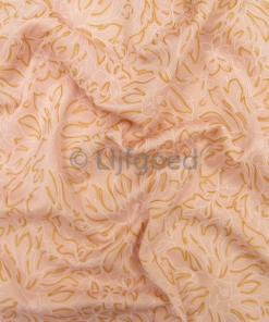 lycra licht perzik 145cm offwhite/ bloem goud