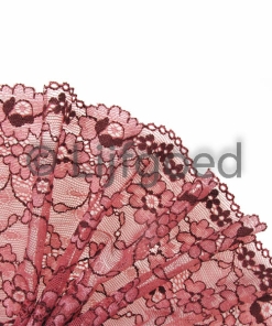 kant oud roze/bruin 14,5cm glanzende bloemen/bruin contour elastisch