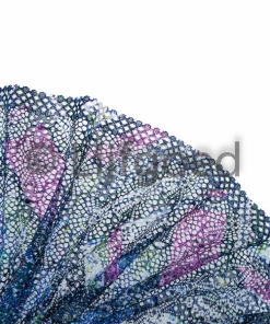 kant multi color donker blauw/cerise 22,5cm grafische print elastisch