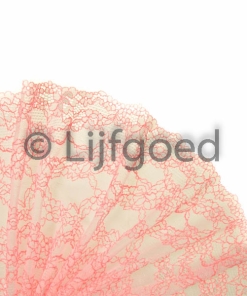 kant off white/neon oranje 21,5cm oranje contour lijnen bloemen elastisch