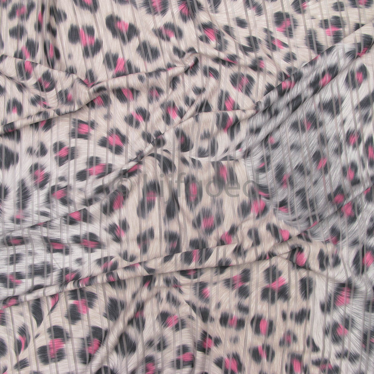 lycra kiezel grijs roze vegen transparante strepen 150cm soepel 2 zijdige rek